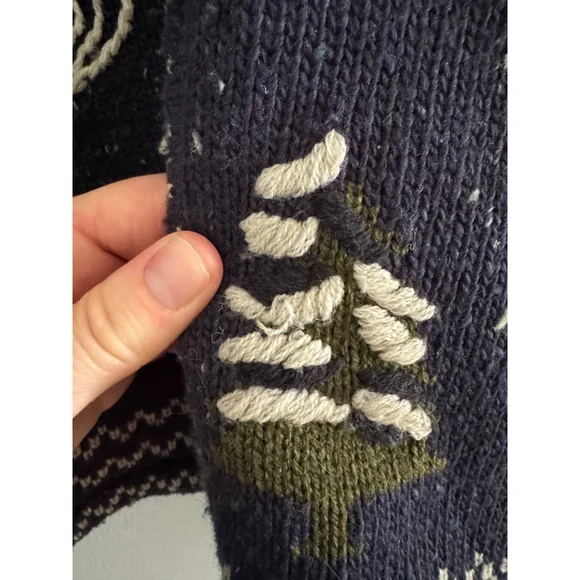 Vintage Knit Cabin Lodge Zip Cardigan Alpine Winter Sweater - Picture 6 of 12